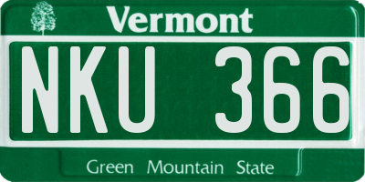 VT license plate NKU366
