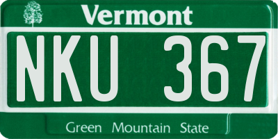VT license plate NKU367