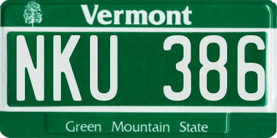 VT license plate NKU386
