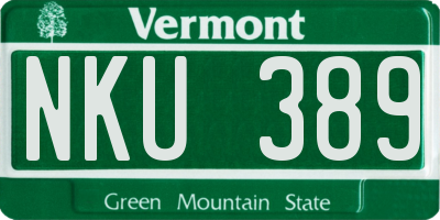 VT license plate NKU389