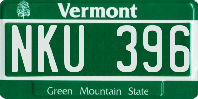 VT license plate NKU396