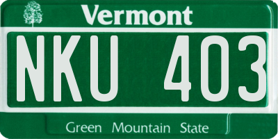VT license plate NKU403