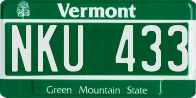 VT license plate NKU433