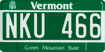 VT license plate NKU466