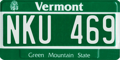 VT license plate NKU469