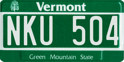 VT license plate NKU504