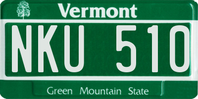 VT license plate NKU510