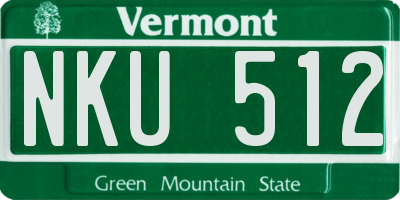 VT license plate NKU512