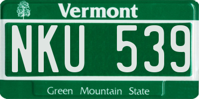 VT license plate NKU539