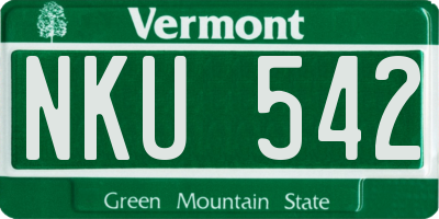 VT license plate NKU542