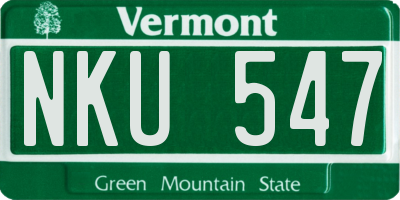 VT license plate NKU547
