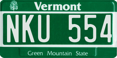 VT license plate NKU554