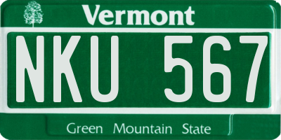 VT license plate NKU567