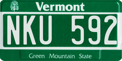 VT license plate NKU592