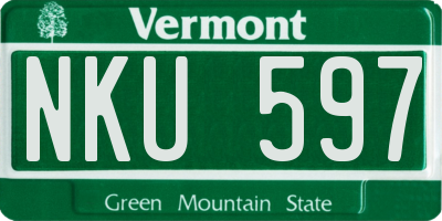 VT license plate NKU597