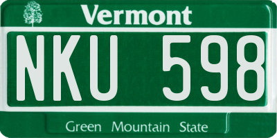 VT license plate NKU598