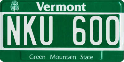 VT license plate NKU600