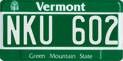 VT license plate NKU602