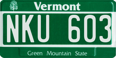 VT license plate NKU603