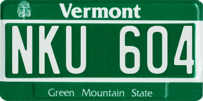 VT license plate NKU604