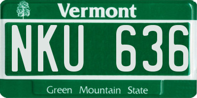 VT license plate NKU636