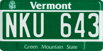 VT license plate NKU643