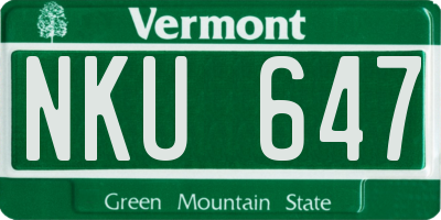 VT license plate NKU647