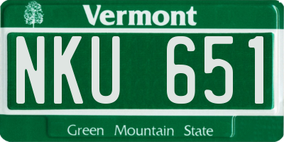 VT license plate NKU651