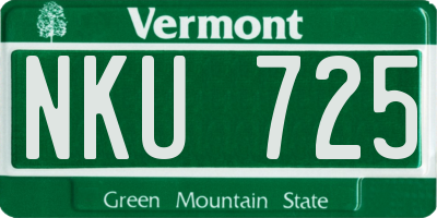 VT license plate NKU725