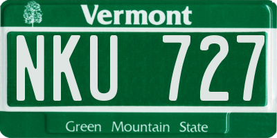 VT license plate NKU727