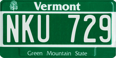 VT license plate NKU729