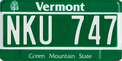 VT license plate NKU747