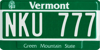VT license plate NKU777