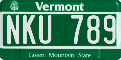 VT license plate NKU789