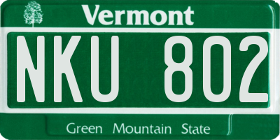 VT license plate NKU802