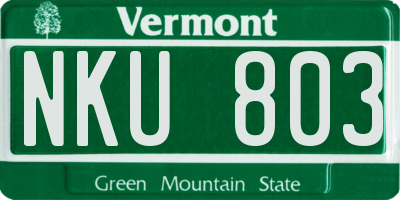 VT license plate NKU803