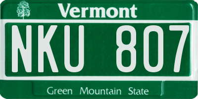 VT license plate NKU807