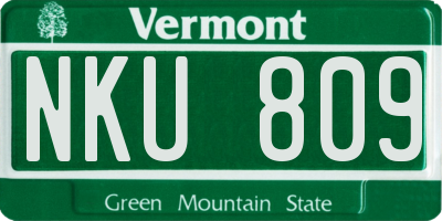 VT license plate NKU809