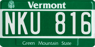 VT license plate NKU816