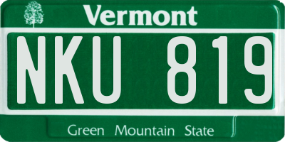 VT license plate NKU819