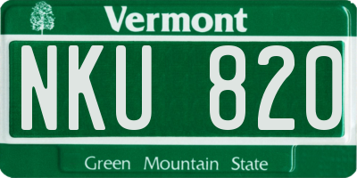 VT license plate NKU820