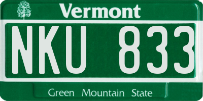 VT license plate NKU833