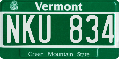 VT license plate NKU834