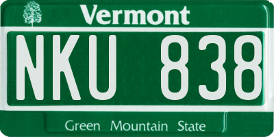 VT license plate NKU838