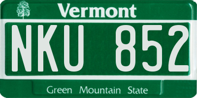 VT license plate NKU852