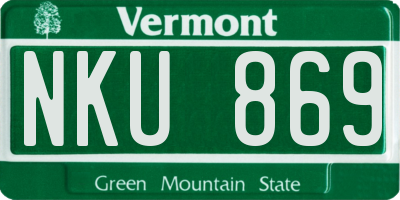 VT license plate NKU869