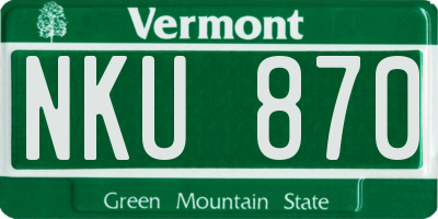 VT license plate NKU870