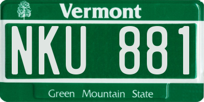 VT license plate NKU881