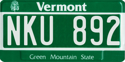 VT license plate NKU892