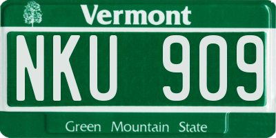VT license plate NKU909